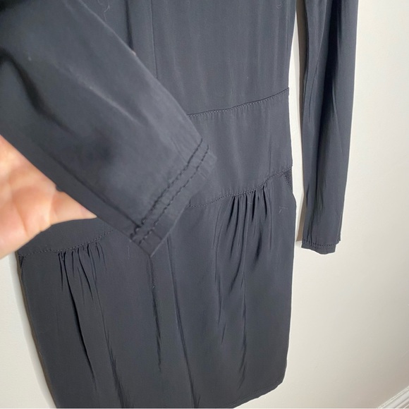 EMPORIO ARMANI Black Wool Blend Mini Dress with Red Collar - Size 4 - Picture 3 of 12